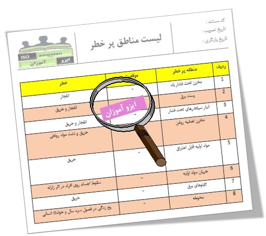 فایل قابل ویرایش ایزو 45001 ویرایش 2018 فایل قابل ویرایش لیست مناطق پر خطر ایزو 45001